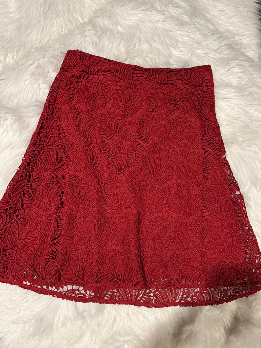 LOFT Red Lace A-Line Skirt